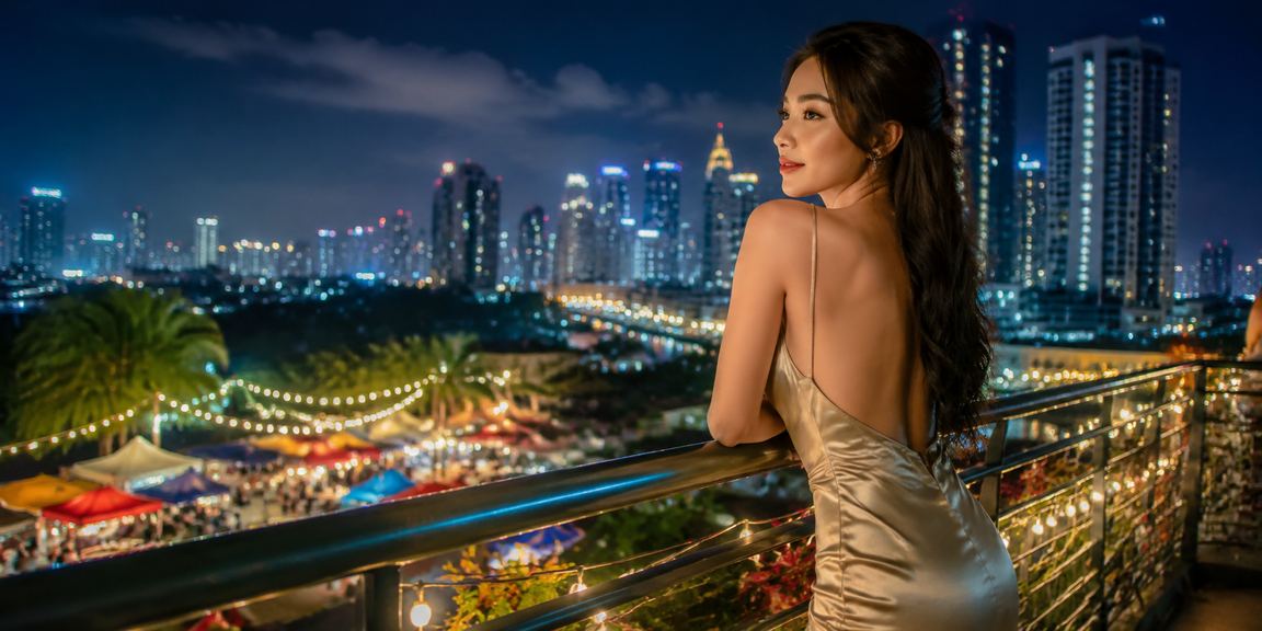 Cảnh chợ đêm Hồ Chí Minh với người dùng kiểm tra khuyến mãi cá cược trực tuyến